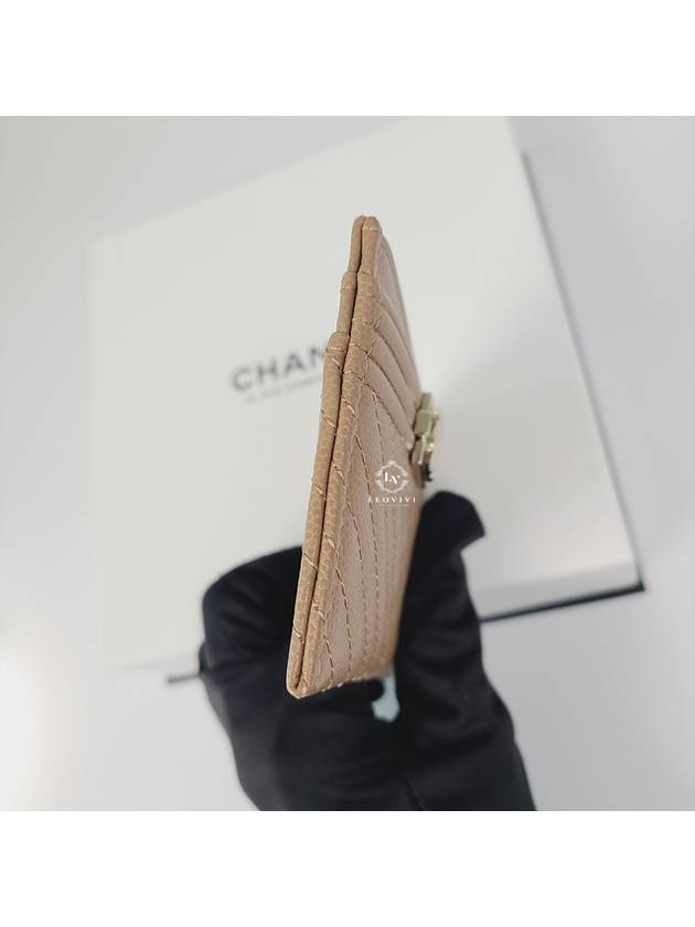 Cambon Package Boy Card Holder Slot Wallet Chevron Beige A84431 - CHANEL - BALAAN 9