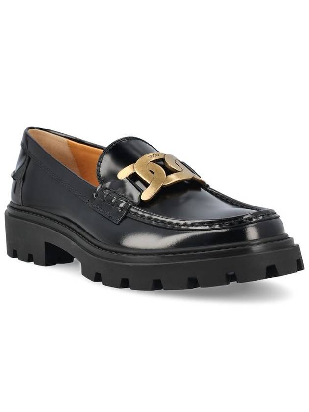 Women's Kate Metal Chain Leather Loafers Black - TOD'S - BALAAN 3