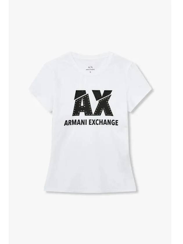 Women s Rhinestone Logo Easy T Shirt White - ARMANI EXCHANGE - BALAAN 1