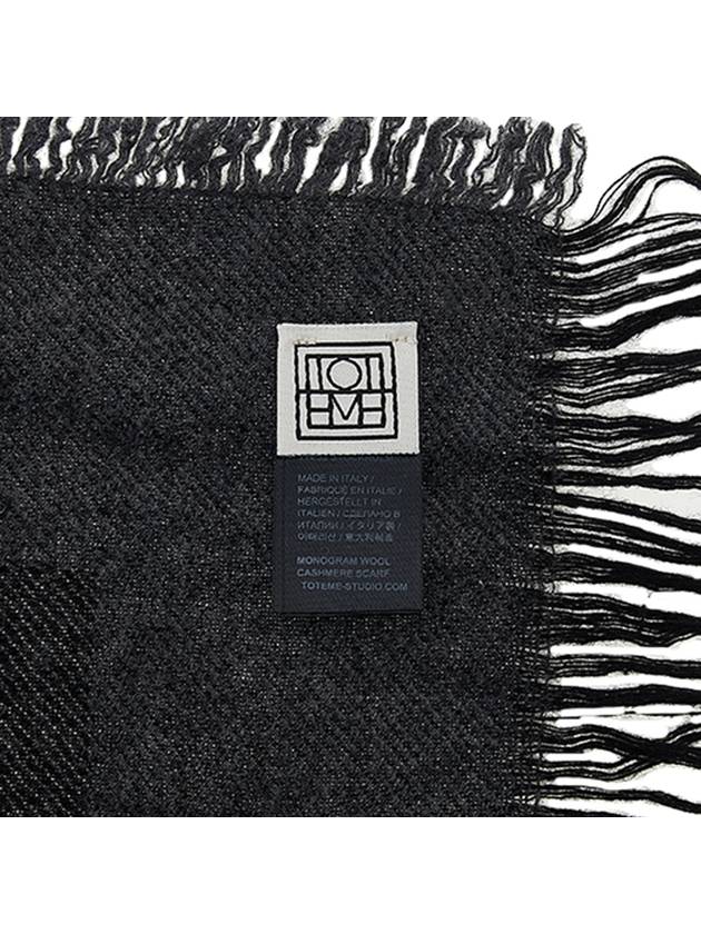 Monogram Wool Cashmere Scarf Black - TOTEME - BALAAN 9