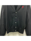 Red Heart Logo Merino Wool Cardigan Black - AMI - BALAAN 6