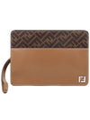 Squared FF Logo Standing Clutch Bag Beige Brown - FENDI - BALAAN 2