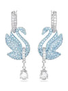 Iconic Swan Drop Rhodium Plated Earrings Blue - SWAROVSKI - BALAAN 3