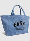 Logo Oversized Tote Bag Light Blue Women s - GANNI - BALAAN 2