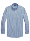 Embroidery Pony Logo Striped Poplin Long Sleeve Shirt Blue - POLO RALPH LAUREN - BALAAN 2