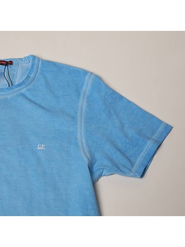 piece-dyed short sleeve t-shirt blue - CP COMPANY - BALAAN.