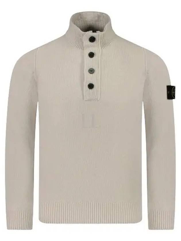 Wappen Patch Half Button Lambswool Knit Top Plaster - STONE ISLAND - BALAAN 2