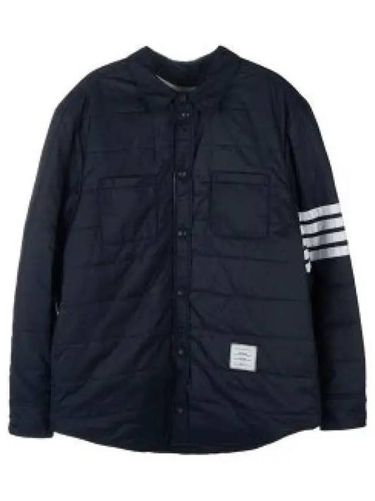 4 Bar Reversible Shirt Jacket Navy - THOM BROWNE - BALAAN 2