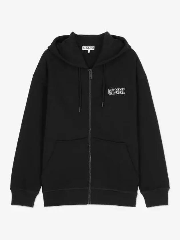 Logo Zip-Up Hoodie Black - GANNI - BALAAN 2