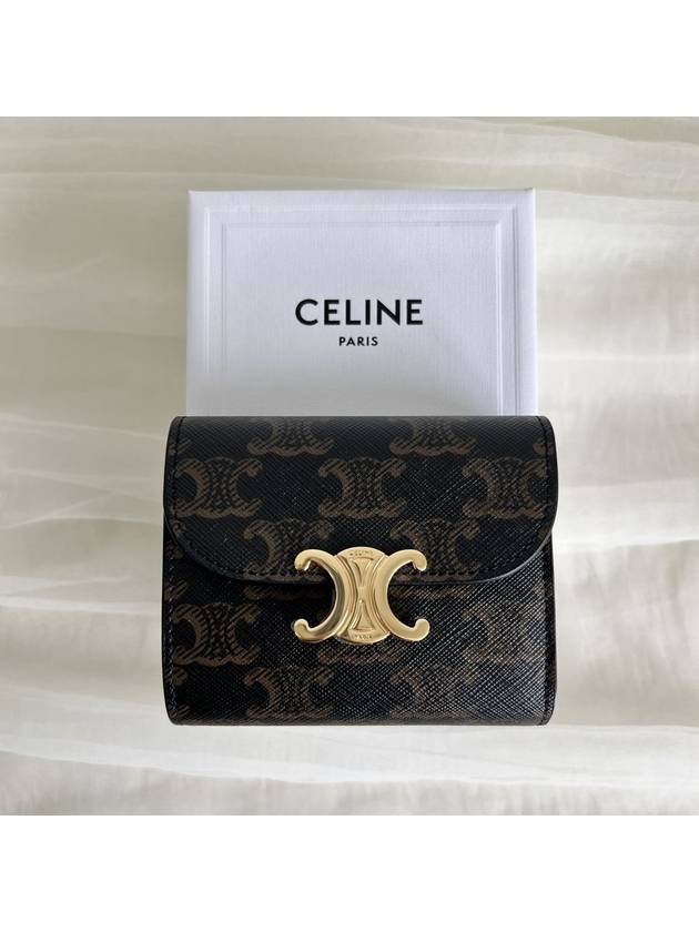 Triomphe Canvas Small Half Wallet Tan - CELINE - BALAAN 6