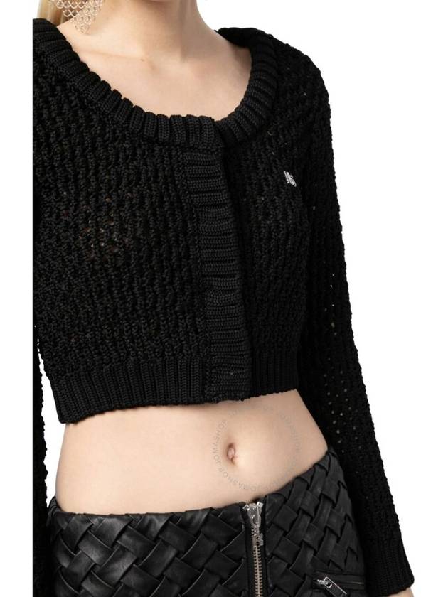 Rotate Ladies Black Chunky-Knit Cropped Cardigan, Brand Size 40 (US Size 6) - ROTATE - BALAAN 3