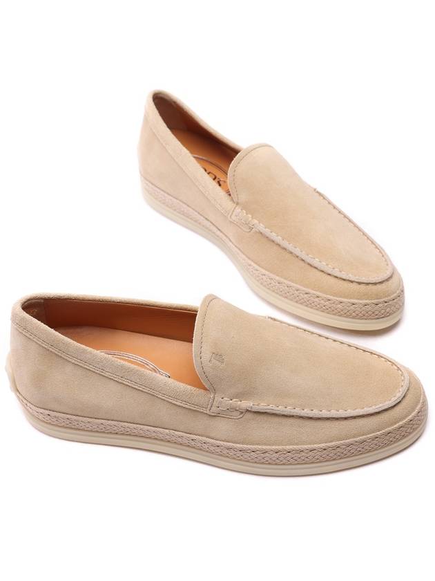 Logo Suede Loafers Beige - TOD'S - BALAAN 6