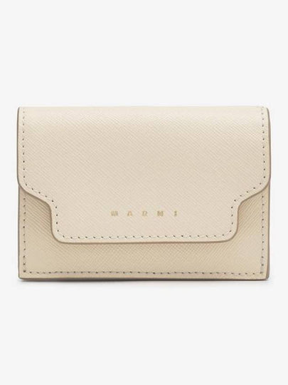 Saffiano Leather Trifold Half Wallet Talc - MARNI - BALAAN 2