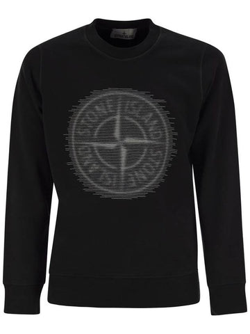 Crew-neck sweatshirt with Optical Three - STONE ISLAND - BALAAN 1