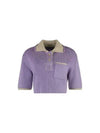 Le Maille Arco Contrasted Cropped Knit Polo Shirt Purple - JACQUEMUS - BALAAN 2