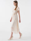 Ella Mock Neck Petal Sleeve Strap Long Dress Ivory - AME - BALAAN 4