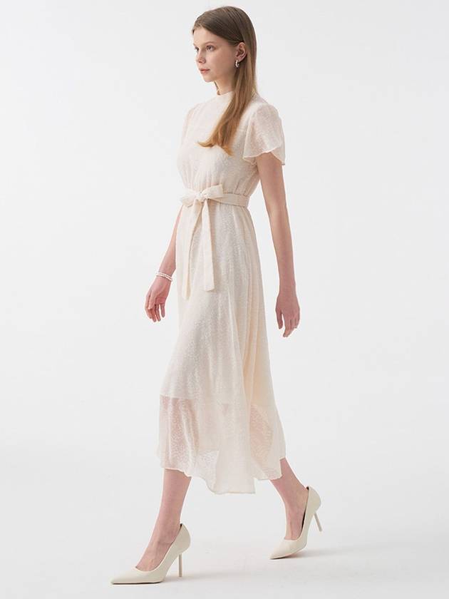 Ella Mock Neck Petal Sleeve Strap Long Dress Ivory - AME - BALAAN 4