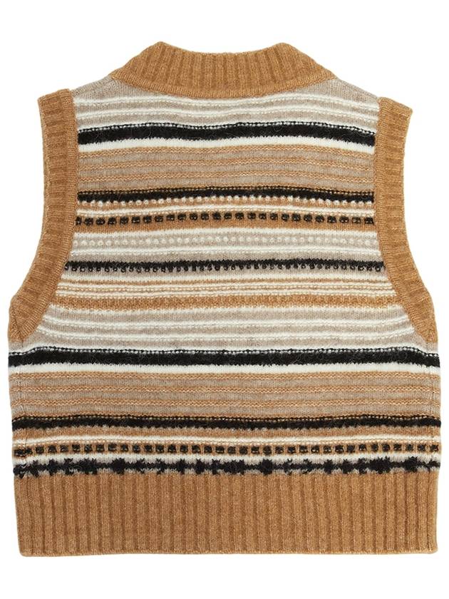 Striped Soft Wool Knit Vest Brown - GANNI - BALAAN 3