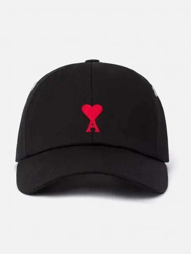 Embroidered Heart Logo Ball Cap Black - AMI - BALAAN 2