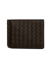 Intrecciato Money Clip Halfwallet Dark Brown - BOTTEGA VENETA - BALAAN.