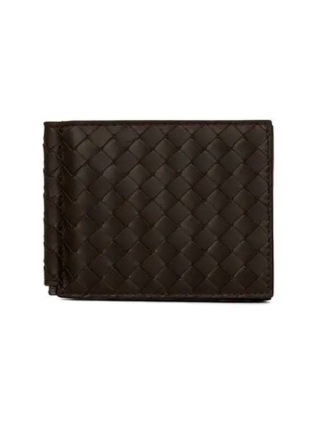 Intrecciato Money Clip Card Wallet Dark Brown - BOTTEGA VENETA - BALAAN 3