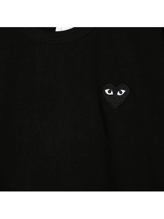 Men's Black Heart Waffen Short Sleeve T-Shirt Black - COMME DES GARCONS PLAY - BALAAN 4