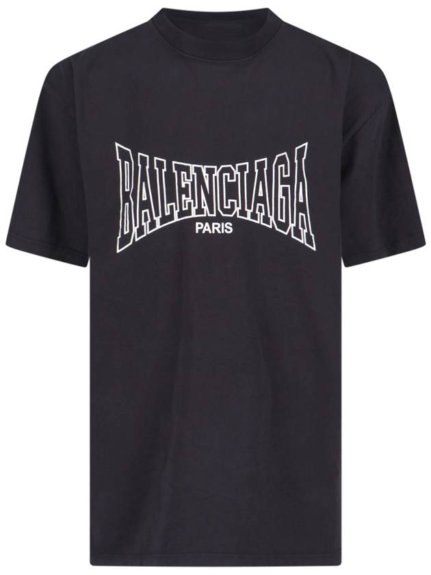 Logo Print Short Sleeve T-Shirt Black - BALENCIAGA - BALAAN 2