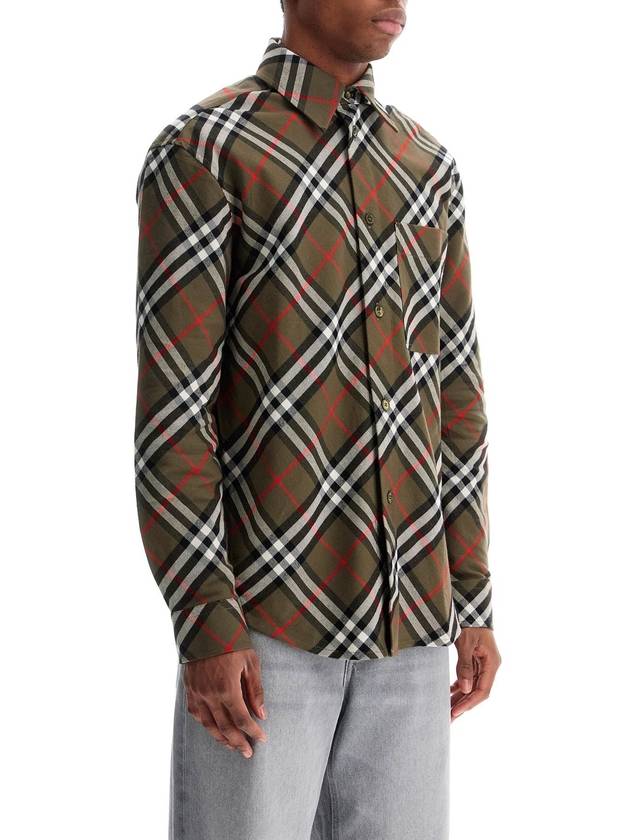 Check Chest Pocket Cotton Long Sleeve Shirt Green - BURBERRY - BALAAN 3