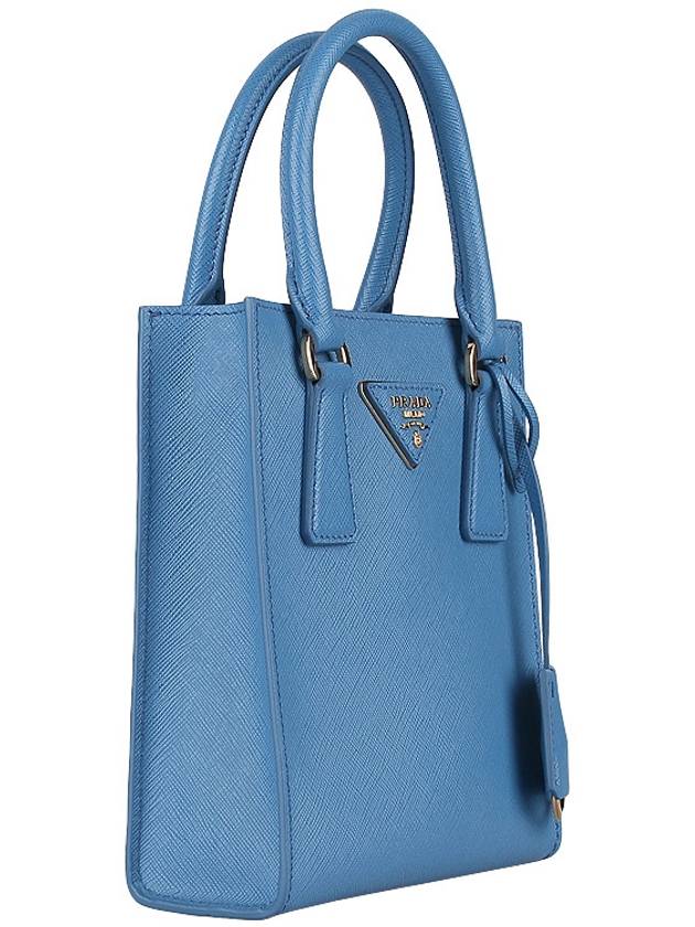 Triangular Logo Saffiano Leather Tote Bag Blue - PRADA - BALAAN 5