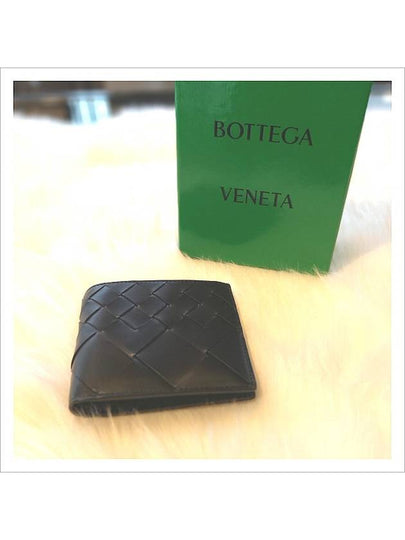 Intrecciato Leather Bi Fold Half Wallet Black - BOTTEGA VENETA - BALAAN 2