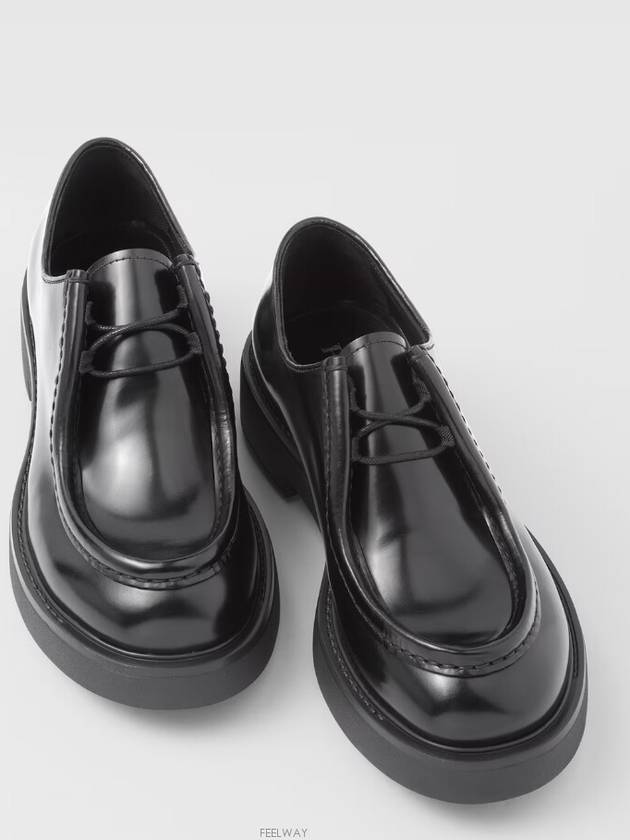 Diapason Opaque Lace-Up Brushed Leather Derby Black - PRADA - BALAAN 3