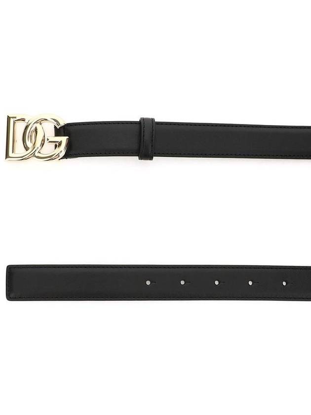 Women's Gold DG Logo Leather Belt Black - DOLCE&GABBANA - BALAAN 26