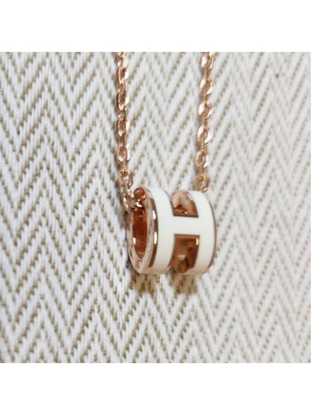 Mini Pop H Pendant Rose Gold & Blanc - HERMES - BALAAN 6