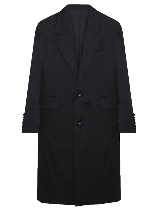 Virgin Wool Oversized Single Coat Black - AMI - BALAAN.