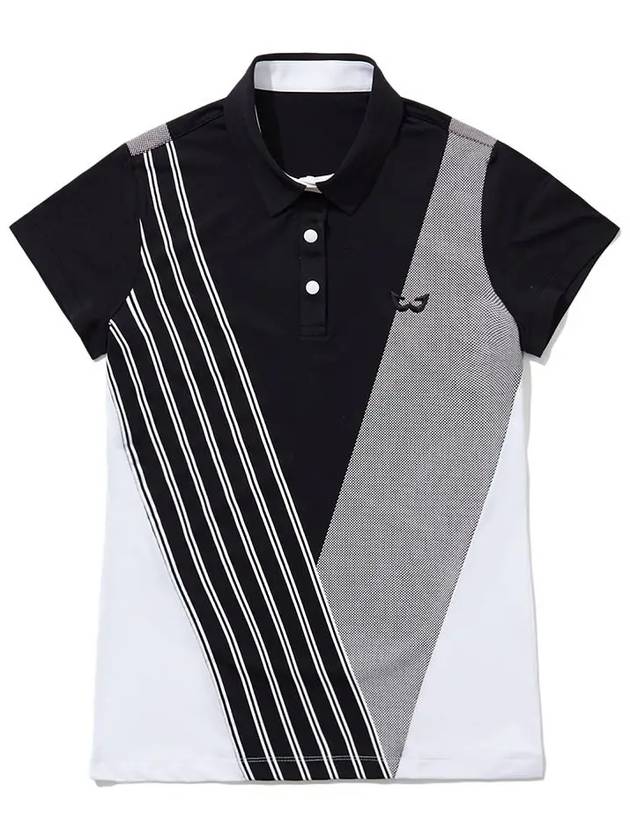 Golf Wear W Print Collar Short Sleeve Golf T-shirt WB21SUWT03BK Black - WHITEBALL - BALAAN 1