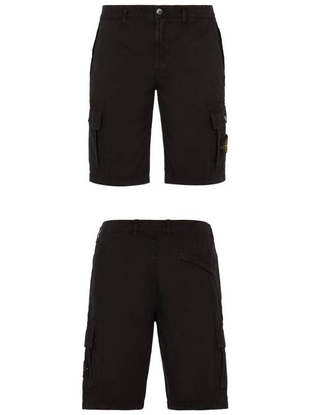 Men's Wappen Patch Pocket Bermuda Cargo Shorts Black - STONE ISLAND - BALAAN 5