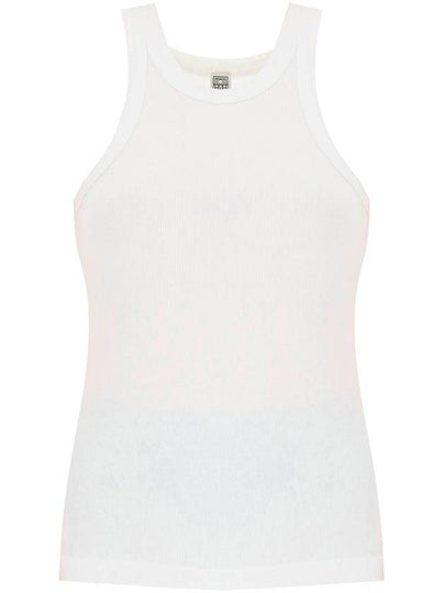 Women's Curved Ribbed Cotton Sleeveless White - TOTEME - BALAAN 2