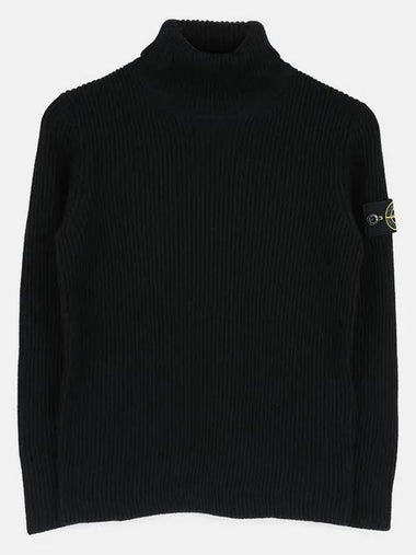 Stone Kids Waffen Patch Turtleneck Ribbed Knit Black 7516514A3 V0029 - STONE ISLAND - BALAAN 1