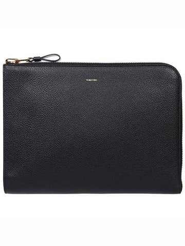 Logo Grain Leather Buckley Clutch Bag Black - TOM FORD - BALAAN 1