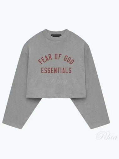 125BT245671FW D Dark Heather Crop Long Sleeve T Shirt - FEAR OF GOD ESSENTIALS - BALAAN 1