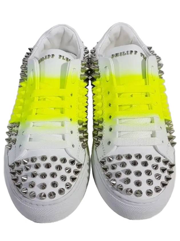 Studded Low Top Sneakers White Neon - PHILIPP PLEIN - BALAAN 3