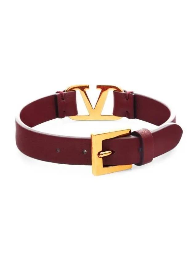 Valentino 3Y2J0M67 LMG U27 J0M67 Garavani V logo leather bracelet - RED VALENTINO - BALAAN 3