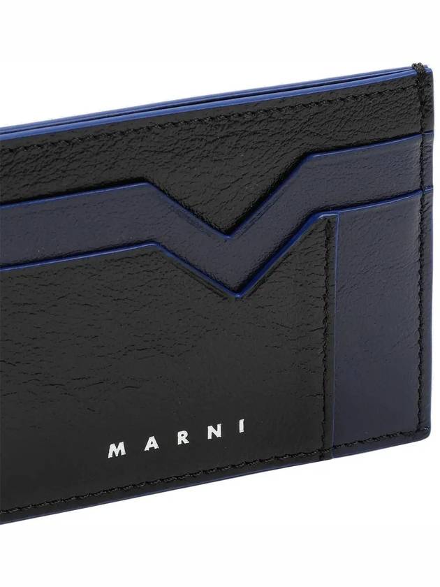 Graphic Pattern Leather Card Wallet Black - MARNI - BALAAN 5