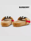 Kids Striped Fur Slide Slippers Akaise Beige 8053007 30 190mm - BURBERRY - BALAAN 4