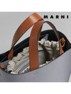 Color Block Logo Print Leather Tote Bag Grey - MARNI - BALAAN 6