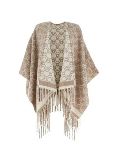 Jacquard Poncho Beige - SALVATORE FERRAGAMO - BALAAN 2