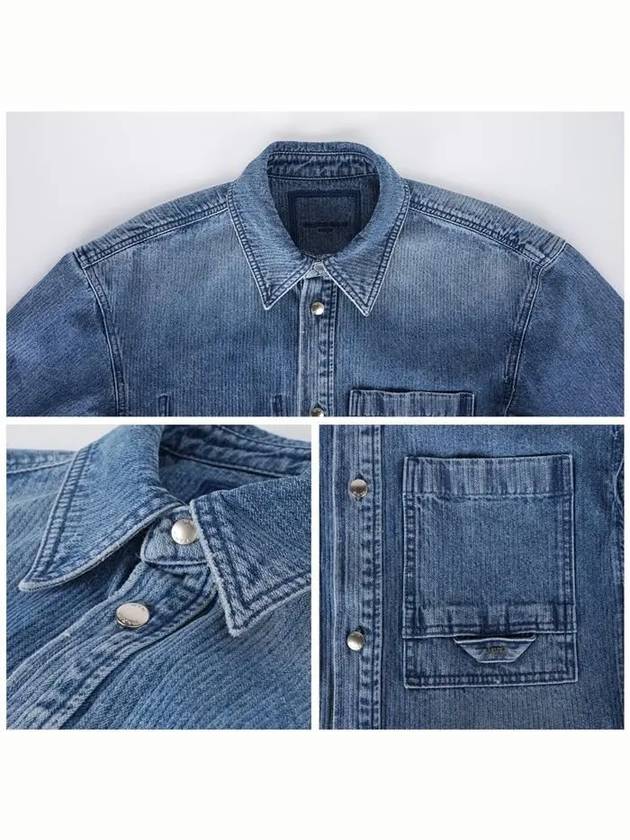 Back Logo Corduroy Denim Long Sleeve Shirt Blue - WOOYOUNGMI - BALAAN 4