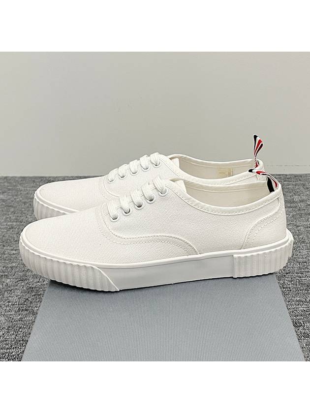 Women's Heritage Cotton Canvas Low Top Sneakers White - THOM BROWNE - BALAAN 6