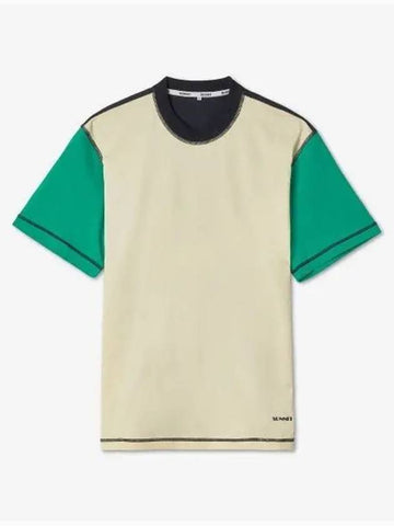 Color Block Short Sleeve T Shirt Beige Green Black CRTWXJER004COT0020126 - SUNNEI - BALAAN 1