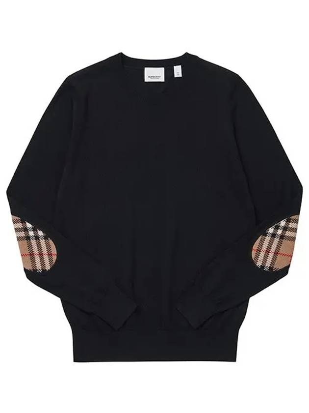 Check Patch Merino Wool Knit Top Black - BURBERRY - BALAAN 2